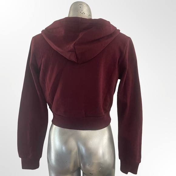 Maroon Zip-Up Cropped Hoodie in size S - Picture 3 of 6